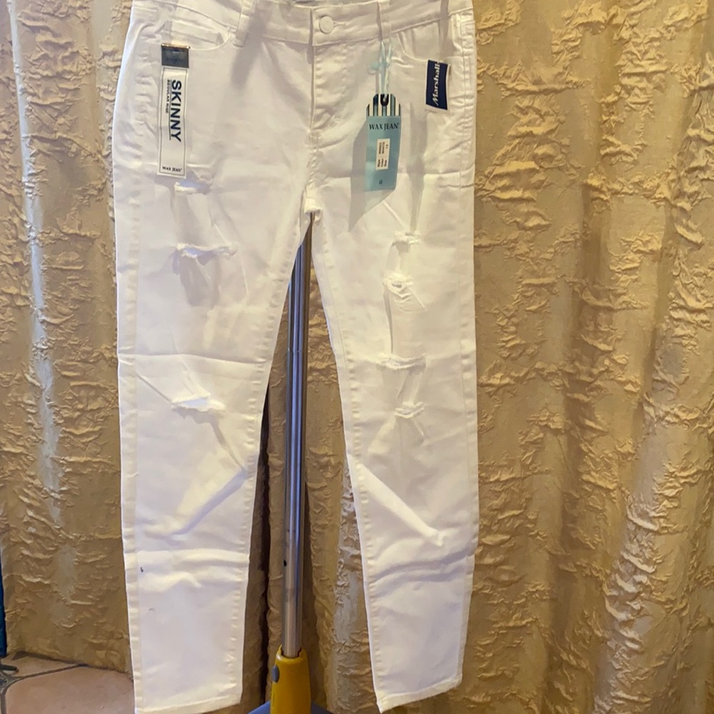 Light distressed white jeans